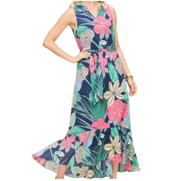 Talbots Voila Hibiscus Floral Maxi Dress NWT - Picture 1 of 7